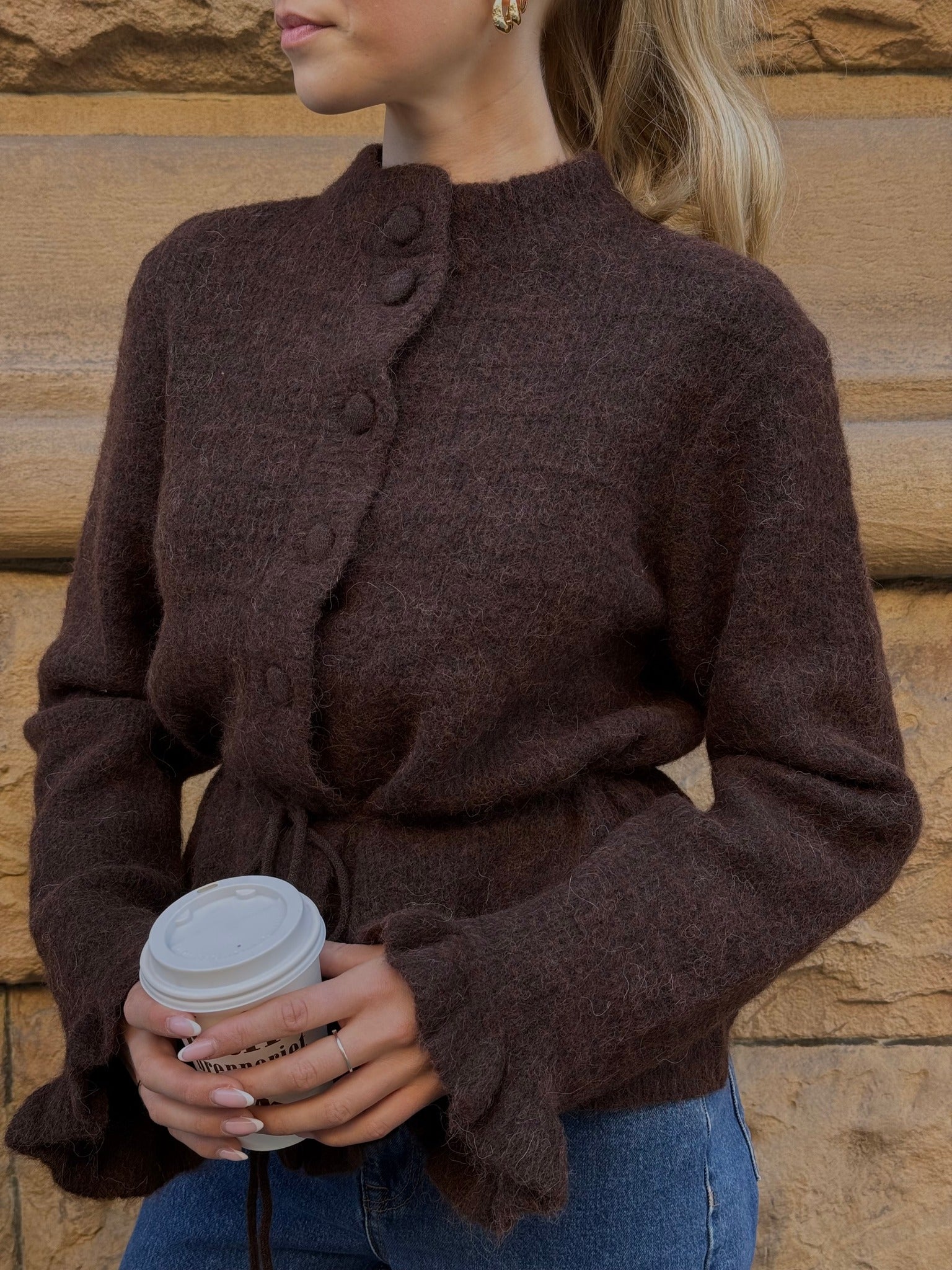 YASTHELLIS Knit Cardigan - Hot Fudge